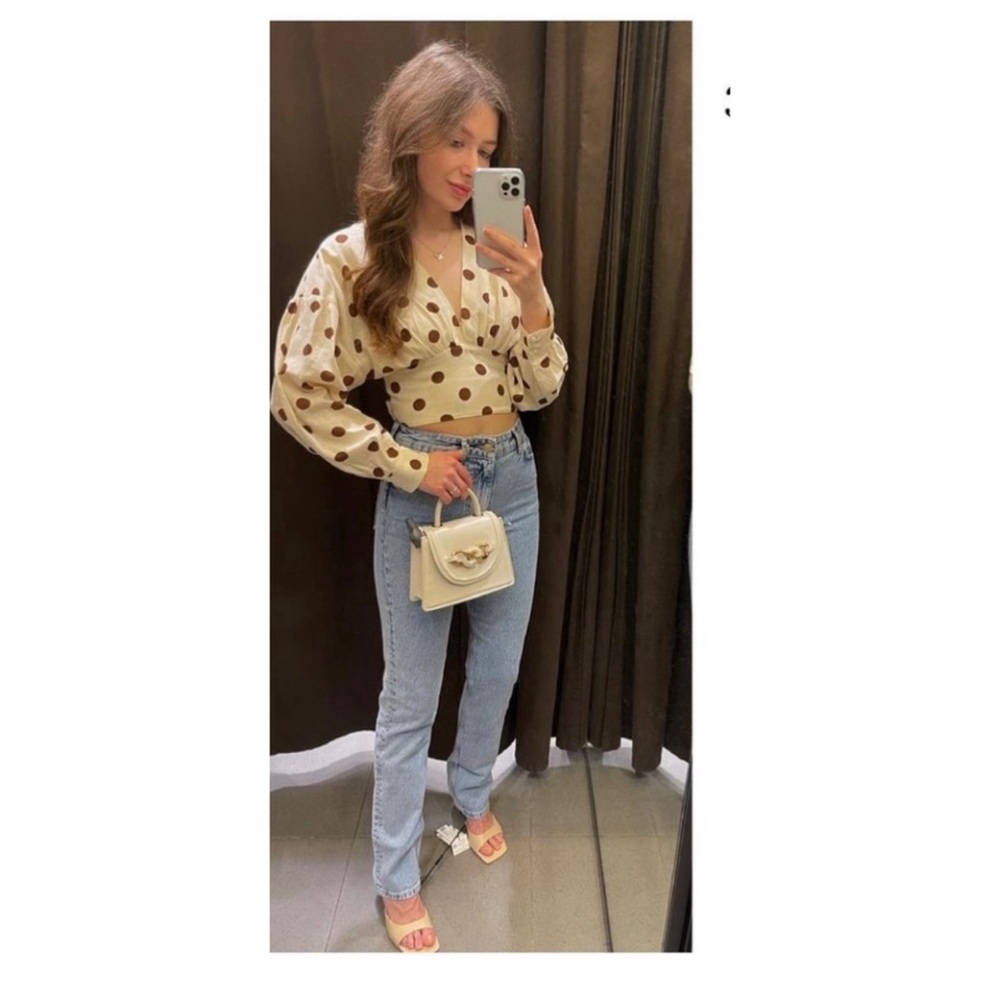 ▪️NWT Zara Polka Dot Linen Blend Top